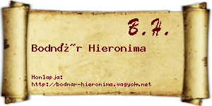 Bodnár Hieronima névjegykártya